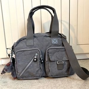 Kipling Defea Shoulder Bag Crossbody Bag with Top Handles Dusty Grey NWT